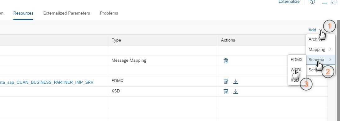 Adding Message A and Message B to resource list